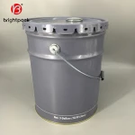 5 gallon metal tin pail/bucket with oil lid and metal handle for grease