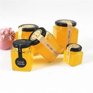 50ml-730ml square mini bee honey jam glass jar with metal lid transparent chili sauce coffee bean glass container