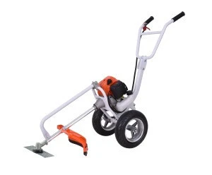 52cc hand push brush cutter 2 stroke grass trimmer with two wheels