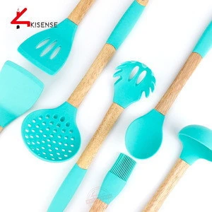 7 pcs Silicone kitchen accessories Kitchen Tools set  Cooking Utensil Set with Wood Handle