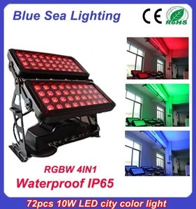 72pcs x 10w rgbw 4in1pro wash dmx ip65 outdoor building projection lighting
