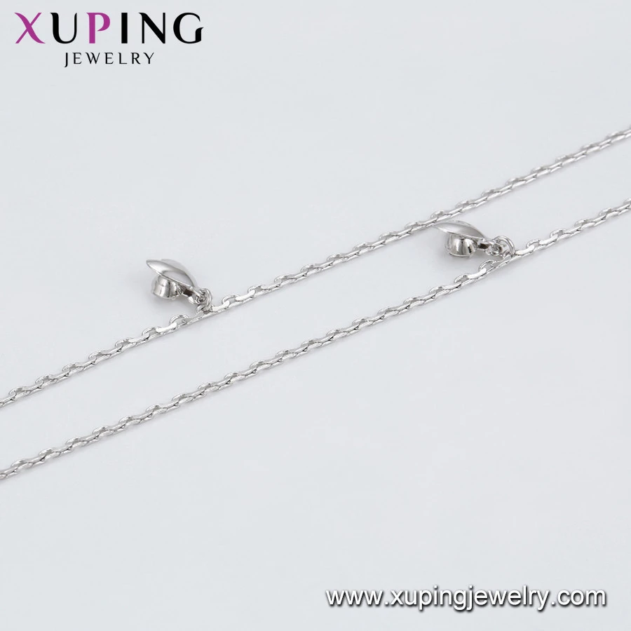 75918 xuping copper alloy love heart charm white gold plated anklet