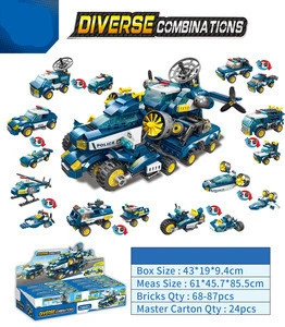 8 in 1 Transformable Police car Building Block Toy diy Kid&#39;s Education Toy LEGOING
