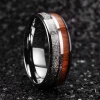 8mm Tungsten Carbide ring  Imitated Meteorite and Koa Wood Inlay Comfort fit Wedding Ring
