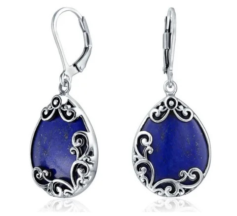 .925 Sterling Silver Lapis Lazulli Gem stone Designer Earrings Manufacturer