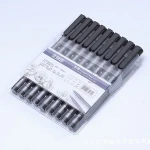 9pcs/set  Drawing Pen Fineliner Ultra Fine Line Art Marker Black Ink 005 01 02 03 05 08 Micron Drawing Pen Office School Set