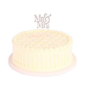 Acrylic Mr &amp; Mrs Cake Topper, Monogram Wedding Bridal Shower Anniversary Decoration Gift Favors, Bling Metal, Silver