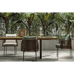 All Modern Rattan Outdoor Furniture Patio Dining Table Set With Teak Table