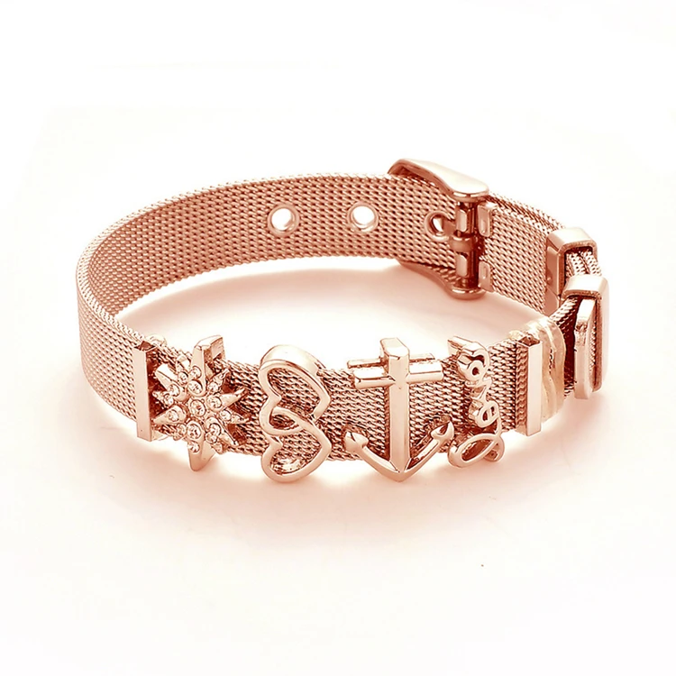 Alphabet jewelry diy beaded snake bracelet accessory stainless steel bracelet 10mm 8mm wide strap