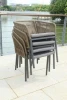 Aluminum Texture Rope Stackable Chair 6 Personal Outdoor Garden Dining Furniture Set