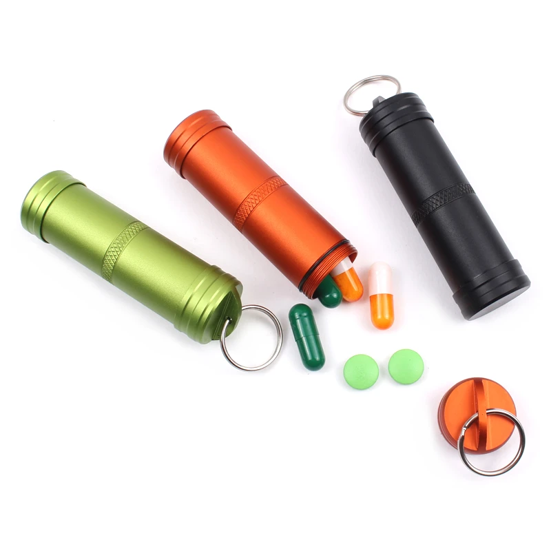 Aluminum Waterproof Capsule Pill Bottle Outdoor Camping Survival EDC Gear