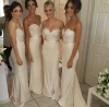 Amazing Beaded Sweetheart Strapless Long Mermaid Bridesmaid Cheap Bridesmaid Dresses Ivory Sequins Sexy Wedding Party Dresses