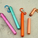 Amazon hot sale stainless steel telescopic straw creative collapsible metal straw set color portable folding drinking straws