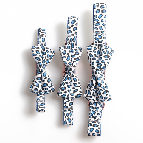 Amigo New Design Fashion Fancy Leopard Print Pet Collar,High Quality Rose Gold Metal Buckle Nylon Bowtie Dog Collar