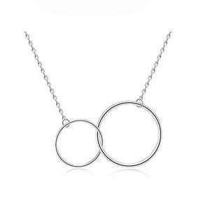 Artificial silver jewellery women Double loops hook-ups pendant necklace jewelry accessories
