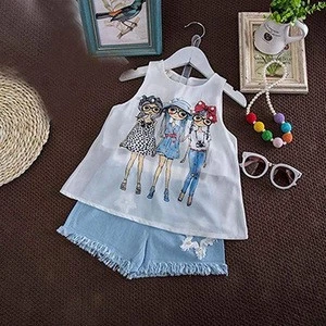 Baby Girls Summer Shorts Shirt + Denim Jeans Cowboy Clothes Girls Clothing Sets