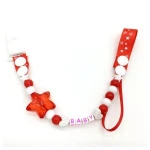 Baby shower gift Infant Wooden Beads Teething Toy Holder Chain Pacifier Clip