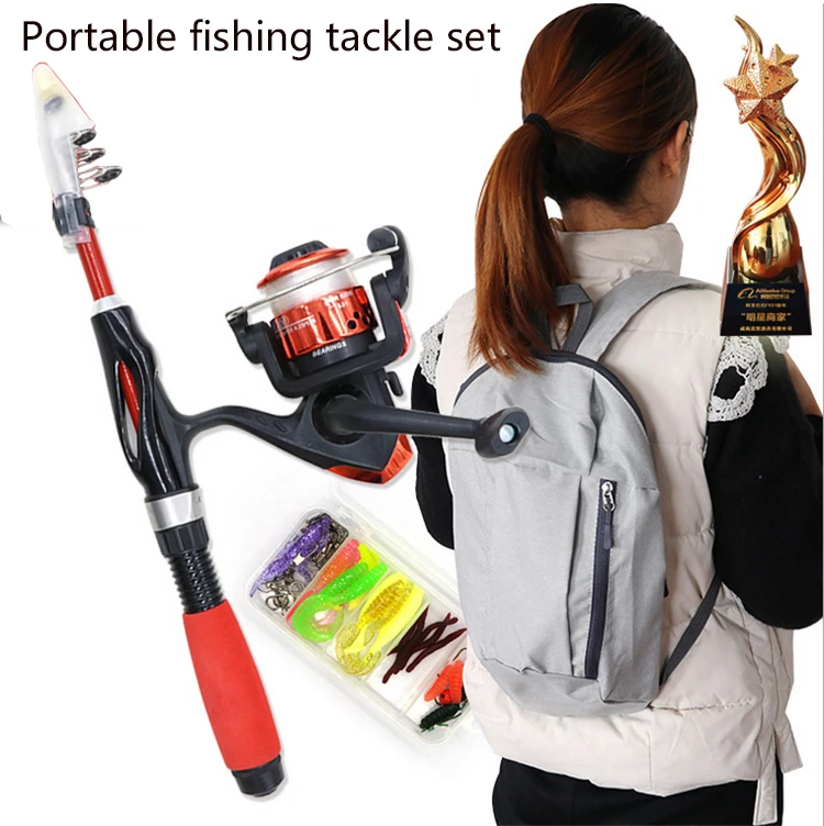 Backpack style Telescopic Fishing Rod Combo and Fishing Reel lure accessories Full Kit combo