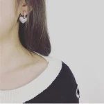 Barlaycs Luxury AAA Zircon Platinum Plated Heart Shape Necklace and Earrings Jewelry Set for Women Valentines Gift 2019