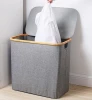 Bathroom Collapsible Laundry Storage Hamper With Bamboo Frame