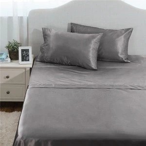 Bedsure dropshipping stock wholesale silk solid twin size microfiber bedding set bed sheet set