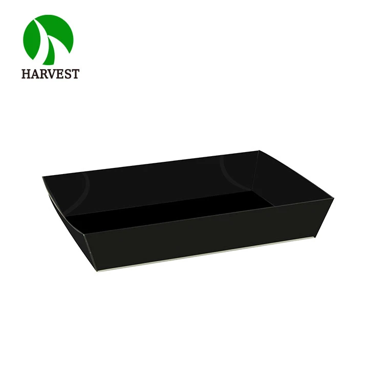 Black high quality rectangular folding food catering boat box tray