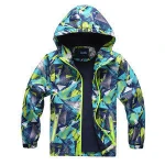 boys outdoor softshell jacket full printed windbreaker children clothing
