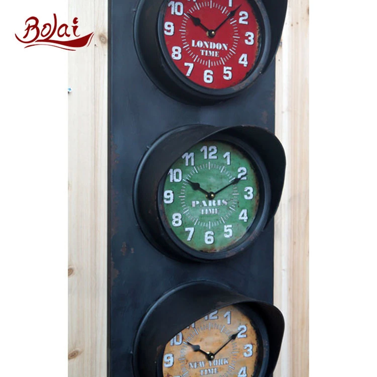BSCI best sales iron and paper with glass three color traffic light shape islamic clock for bed room