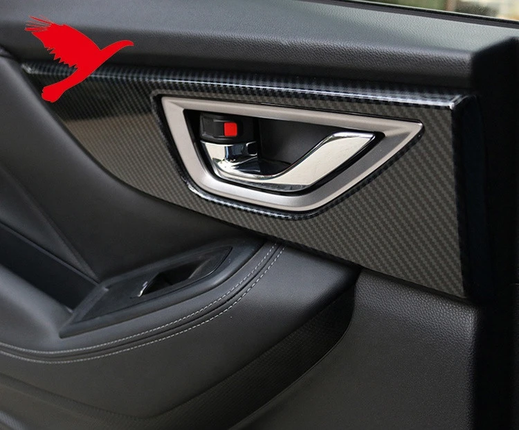 Carbon Fiber Style Car Accessories Door Inner Handles Bowl Frame Cover Trim for Subaru Forester