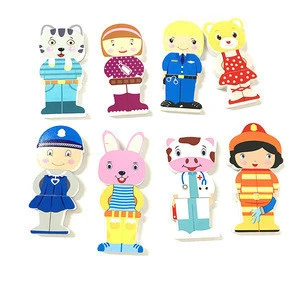 Cartoon Change Clothes Wooden Educational Toy Puzzles Montessori Educational Dress Changing Jigsaw Puzzle Toys For Kids