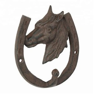 Cast Iron Horse and Horseshoe Decorative Wall Hook, Unique Western Design, For Entryway, Bathroom, or Kids Room