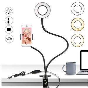 CE Certified Live Streaming Light Portable Mini Selife LED Ring Tiktok Clip On Light and Stand