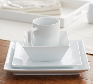 Chaozhou suppliers square white european dinnerware set / luxury porcelain home goods dinnerware sets