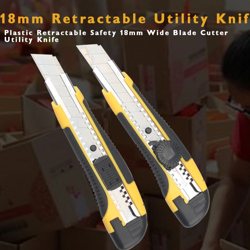 Cheap 18mm Professional Box Paper Cutter Knife Multipurpose Safety Retractable Utility Knife