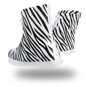 cheap and durable fashion zebra-stripe transparent reusable rainproof or waterproof pvc rain cover for shoes