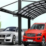 cheap metal curved roof carport with storage shed attached