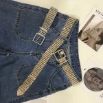 Cheap price fashion design full diamond metal decorative trouser belt