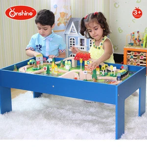 children toys new s style wooden toy Train tracks set with table 2019