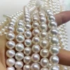 China cultured natural freshwater pearl string beads wholesale pine round white freshwater pearl for jewelry making