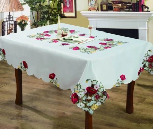 christmas tablecloth with embroidery and cutwork