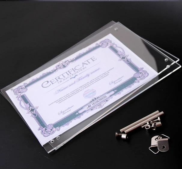 Clear acrylic magnet photo frames Picture Certificate display  table stand holder  for shop A4 A5 Size shape customized