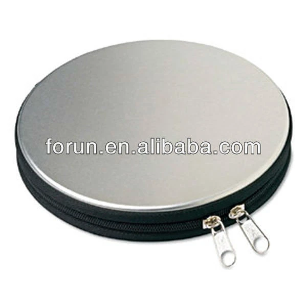 CMYK printed Round Metal Tin CD Case/Box with zipper