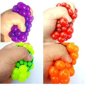 Colorful Bead Stress Ball Rubber Vent Grape Ball Hand Wrist Toy Mesh Squishy Ball