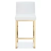 Commercial Bar Furniture Stainless Steel Brushed Gold High Bar Chair White Velvet Counter Bar Stool with Laser Honeycomb Design