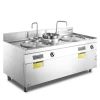 Commercial Restaurant Noodle Cooking Equipment Two Pasta Cookers One Tank Noodles Boiler