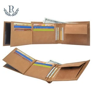 crazy horse leather wallet with cion pocket for men&#39;s RFID bifold card wallet