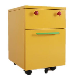 Creative design kids furniture cold rolled steel cartoon smile face mobile drawers with wheels