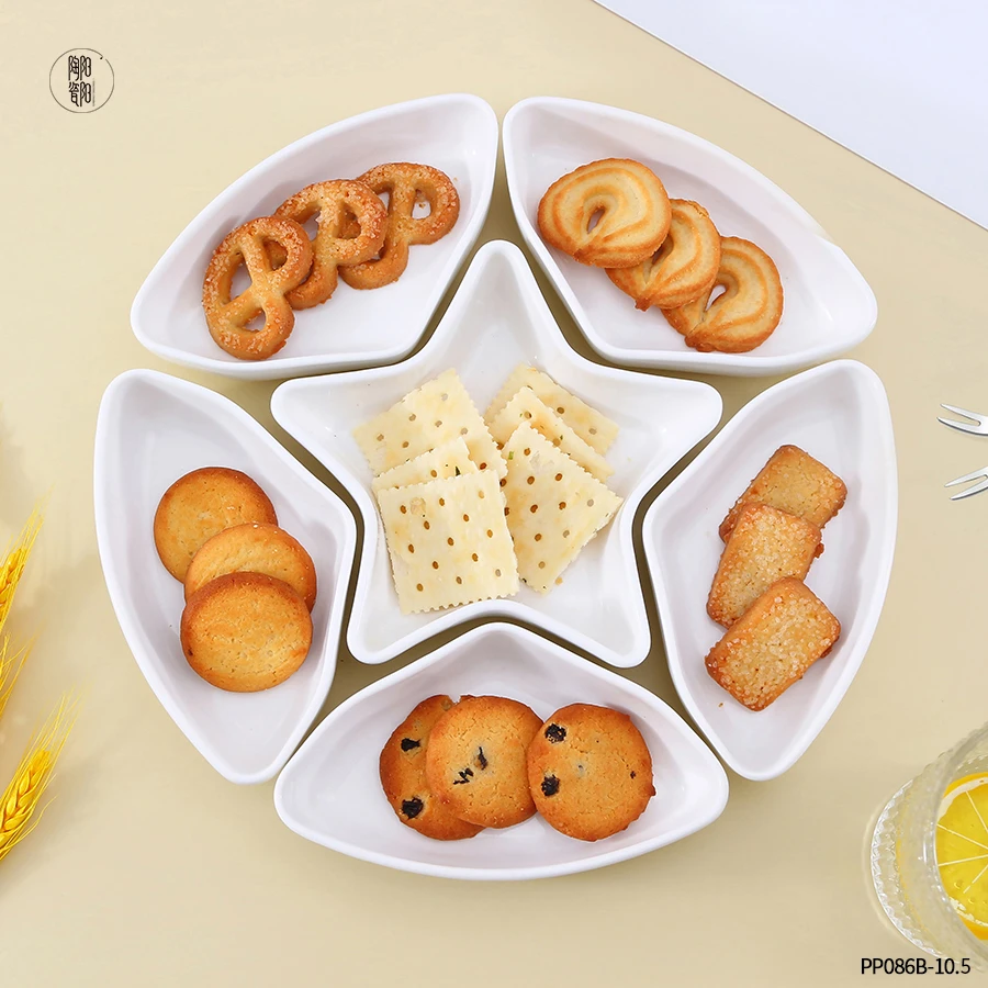 Creative star shape dinnerware set divided combination snack plates and dishes sets ceramic combination serving platter