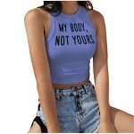 custom casual running crop top top tee  letter print white sleeveless fitness yoga tank tops