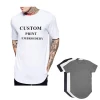 Custom extended long hip hop curved hem t-shirt printing plain cotton white tee Shirt designer men longline t shirt